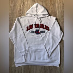Rue21 Mens Sweater 1980 Los Angeles Front Logo Oversized White Hoodie Medium